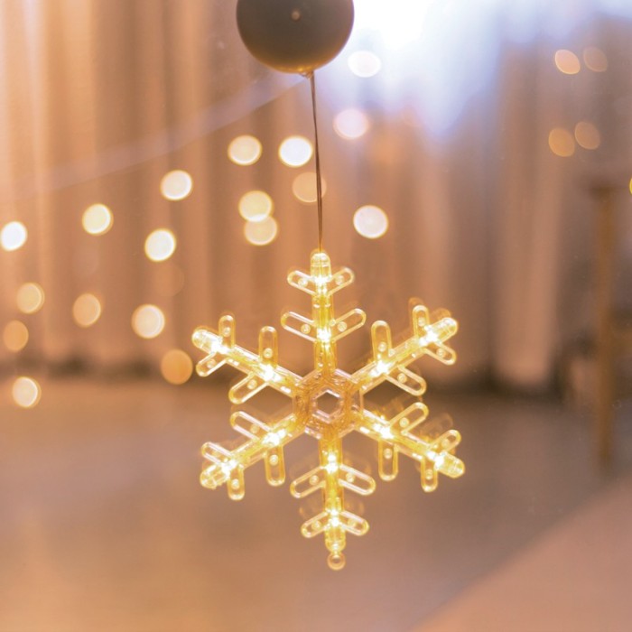 "WINDOW PLASTIC SNOWFLAKE" 12 LED LIGHTS WW BATTERIES (3ΧΑΑΑ) IP20 17X20CM