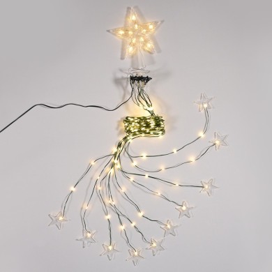 190 LED OCTOPUS LIGHTS WITH STAR, WW, USB REMOTE 8 PROGRAMS, 10 ROWS IP44, 10*180cm, 5m LEAD CABLE