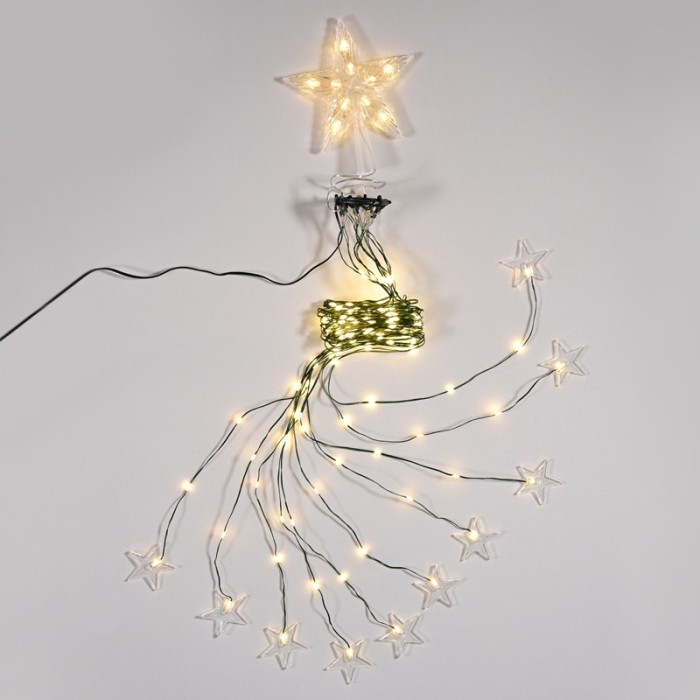 190 LED OCTOPUS LIGHTS WITH STAR, WW, USB REMOTE 8 PROGRAMS, 10 ROWS IP44, 10*180cm, 5m LEAD CABLE