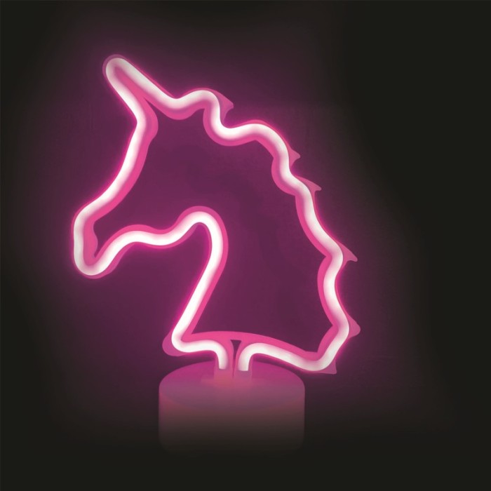 UNICORN, 47 NEON LED LIGHTS WITH BATTERY (3xAA)/USB, PINK, IP20, 25x10x28cm
