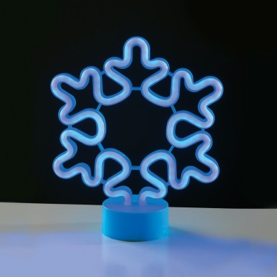  SNOWFLAKE, NEON LED LIGHTS WITH BATTERY (3xAA)/USB, BLUE, IP20, 21x8.5x25cm