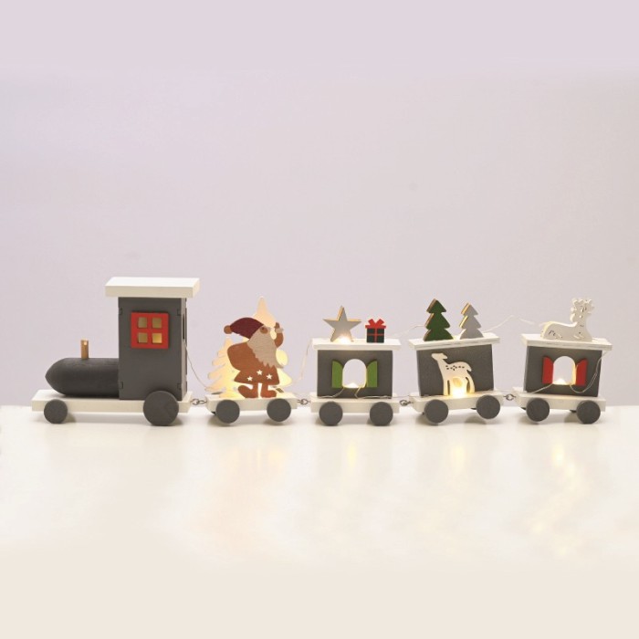 WOODEN TRAIN  9 LED STRING LIGHTS WW STEADY BATT (2ΧΑΑA) 45*5*11cm IP20