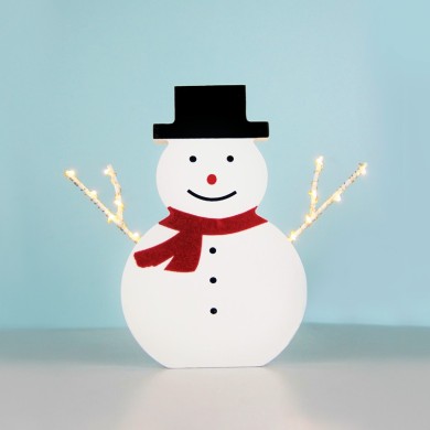  "WOODEN SNOWMAN" 12 ΜΙΝΙ LED WW COPPER SILVER WIRE STRING LIGHTS WITH BATTERIES (2ΑΑ) IP20 17X2.3X16CM