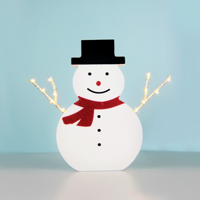  "WOODEN SNOWMAN" 12 ΜΙΝΙ LED WW COPPER SILVER WIRE STRING LIGHTS WITH BATTERIES (2ΑΑ) IP20 17X2.3X16CM