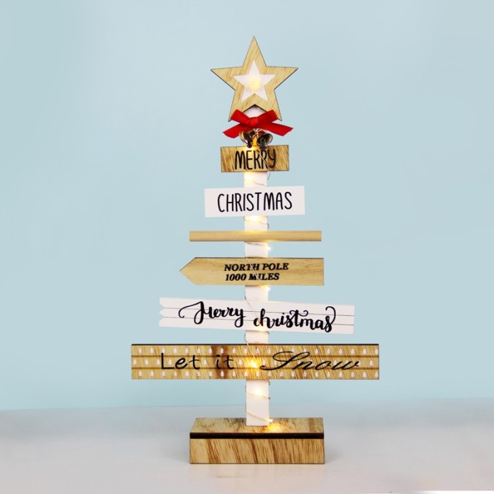  "WOODEN CHRISTMAS TREE" 10 MINI LED WW LIGHTS WITH BATTERIES (2AA) IP20 22.5X5X38CM