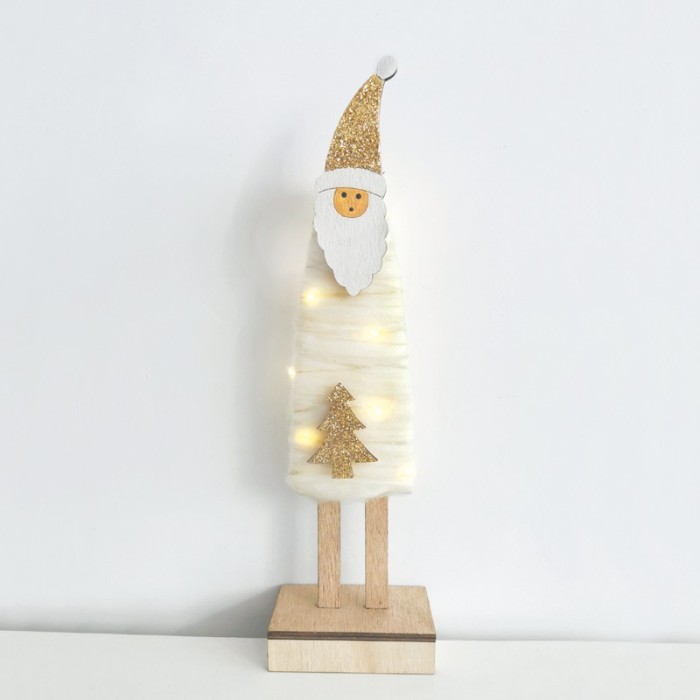  "WOODEN SANTA" 12 MINI LED WW LIGHTS WITH BATTERIES (2AAA) IP20 9.5X5.5X34CM

