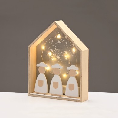 WOODEN HOUSE GREY 10 LED COPPER WIRE WW STEADY BATT (2ΧΑΑA) 20*4,5*25cm IP20