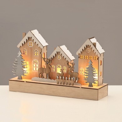 WOODEN VILLAGE 10 LED STRING LIGHTS WW STEADY BATT (2ΧΑA) 25*7*15cm IP20