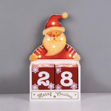  "WOODEN SANTA CALENDAR" 6 LED WW LIGHTS WITH BATTERIES (2AAΑ) IP20 12.5X6.7X20.5M