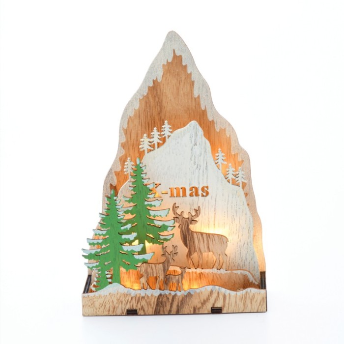  "PLYWOOD CHRISTMAS TREE" 8 LED WW LIGHTS WITH BATTERIES (2AA) IP20 14.3X5.5X21.5CM