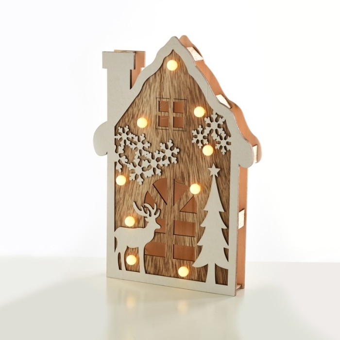  "PLYWOOD HOUSE" 9 LED WW LIGHTS WITH BATTERIES (2AA) IP20 19X4X29CM
