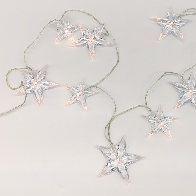 "PLASTIC BIG&MEDIUM STARS", 10 LED STRING LIGHTS BATTERIES (3xAA), WW,IP20, 135+30cm, TRAN/NT LEAD CABLE
