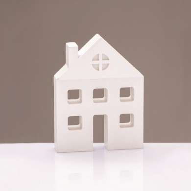 WOODEN DECORATIVE MOTIF WHITE HOUSE 10,5*2*8cm