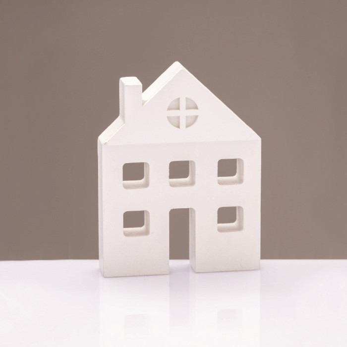 WOODEN DECORATIVE MOTIF WHITE HOUSE 10,5*2*8cm