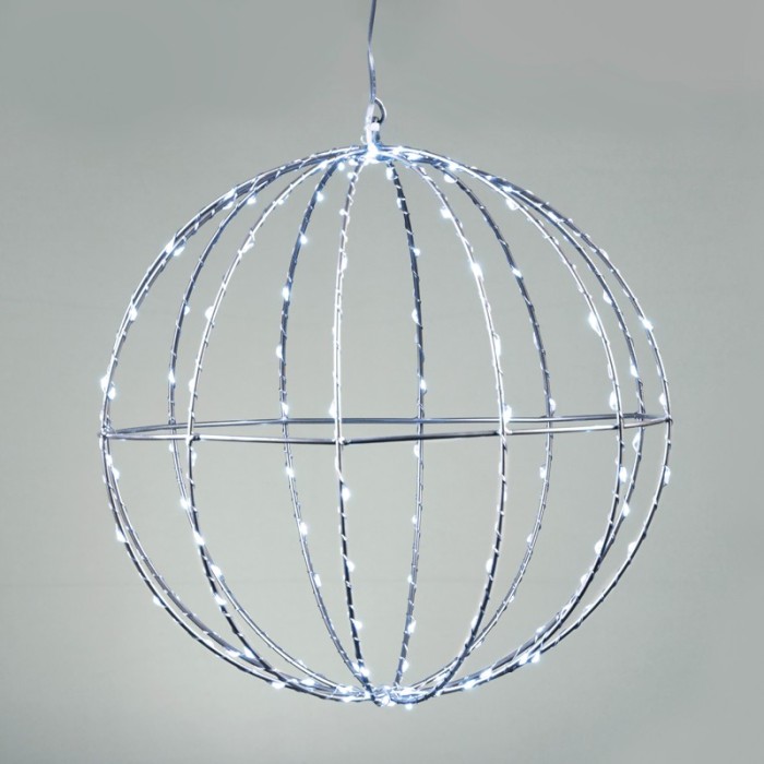  "D30CM SILVER BALL" 144 ΜΙΝΙ LED LIGHTS, CW, SILVER COPPER WIRE, ADAPT. (4.5VDC),IP44, 3M TRAN/NT CABLE
