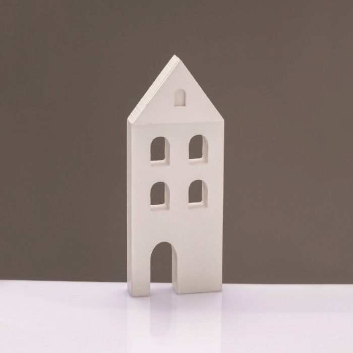 WOODEN DECORATIVE MOTIF WHITE HOUSE 7*2*18cm