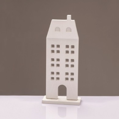 WOODEN DECORATIVE MOTIF WHITE HOUSE 11.5*5*27,5cm