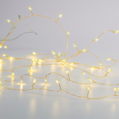  300 CLUSTER LED STRING LIGHTS, WW, GOLD COPPER WIRE, ADAPTOR (4.5VDC) & 8 FUNCTIONS,IP44, 3M+3M, 6W
