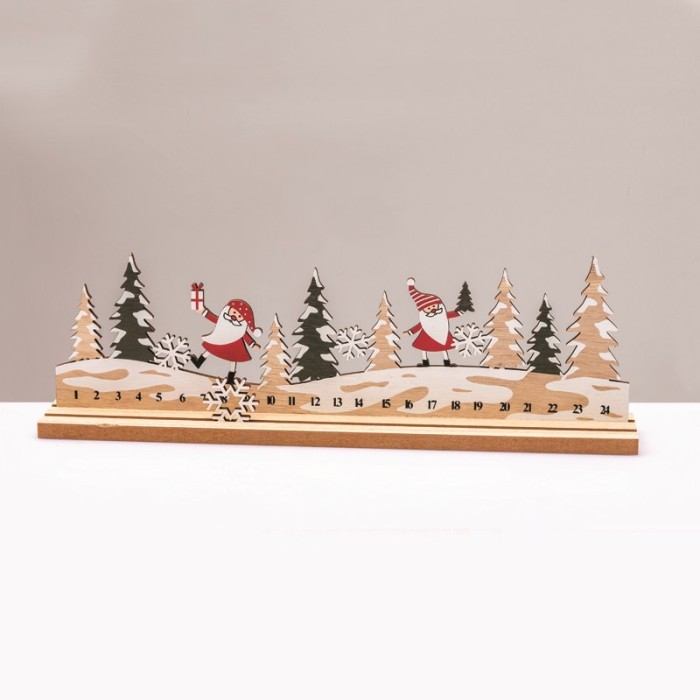 WOODEN XMAS WITH SANTA DECORATIVE MOTIF 33x5x10cm