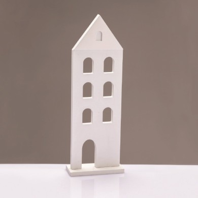 WOODEN DECORATIVE MOTIF WHITE HOUSE 11.5*5*33,5cm
