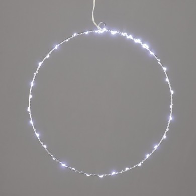  "D30CM SILVER ROUND" 45 ΜΙΝΙ LED LIGHTS, CW, SILVER COPPER WIRE, ADAPT. (3VDC),IP44, 3M TRAN/NT CABLE