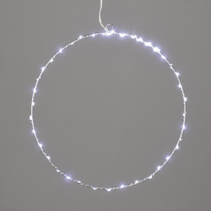  "D30CM SILVER ROUND" 45 ΜΙΝΙ LED LIGHTS, CW, SILVER COPPER WIRE, ADAPT. (3VDC),IP44, 3M TRAN/NT CABLE