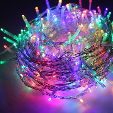  50LED STRING LIGHTS BATTERY (2xAA), RGB STEADY,IP20, 490+30cm, TRAN/RENT LEAD CABLE