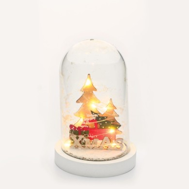  "CAR, PLASTIC SNOWY COVER BALL" 5 MINI LED LIGHTS BAT. (2xAAA), WW,IP20, D11X19CM