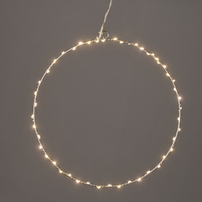  "D50CM SILVER ROUND" 65 ΜΙΝΙ LED LIGHTS, WW, SILVER COPPER WIRE, ADAPT. (3VDC),IP44, 3M TRAN/NT CABLE