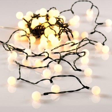  "WHITE BALL" 80 WW LED STRING LIGHTS, 10CM, ADAPT. (4.5V) & STEADY, CONECT. (ΜΑΧ 3) IP44, 8m+3m