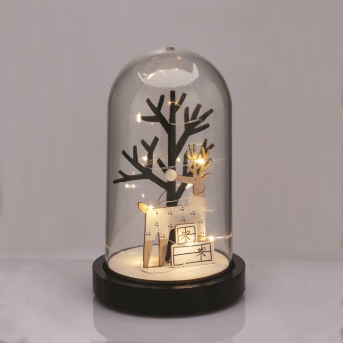 WOODEN DEER WITH PLASTIC COVER (TREE) 8 MINI LED WW BATT 2ΧΑΑΑ (INCLUDED) DIAM:11*19cm