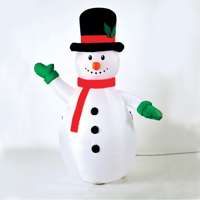 "INFLATABLE SNOWMAN" 1 LED LIGHT ADAPT. (12V),RGB, STEADY IP44, Η180CM, 2M GREEN LEAD CABLE