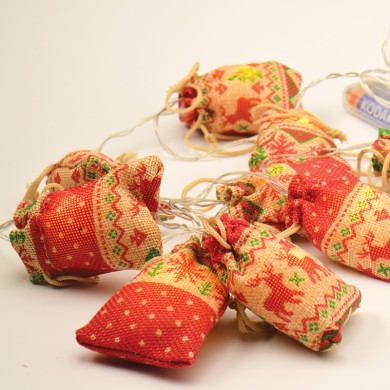  "WOVEN BAGS", 10 LED STRING LIGHTS WW BAT. (2XAA)  IP20 135+15CM TRAN/NT LEAD CABLE