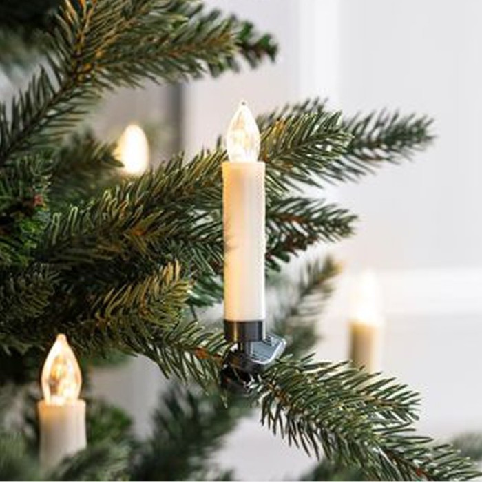  "10 WHITE MINI CLIPS CANDLES", 10*1  LED LIGHTS BAT. (10*AAA), IR CONTROL., WW,IP20, φ1.5X10.5cm