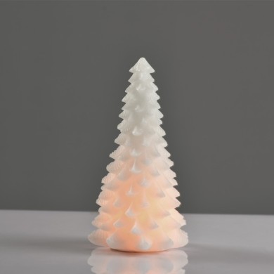  "WHITE XMAS TREE WAX CANDLE", 1  LED LIGHTS BAT. (3xAAA), WW,IP20, φ13.5X23.5cm