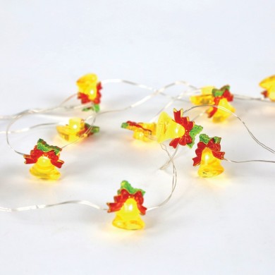  "BELL" 15 MINI LED STRING LIGHTS, WW, SILVER COPPER WIRE, BAT. (2ΑΑ),IP20, 140+30CM TRAN/NT CABLE