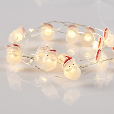  "SANTA" 15 MINI LED STRING LIGHTS, WW, SILVER COPPER WIRE, BAT. (2ΑΑ),IP20, 140+30CM TRAN/NT CABLE