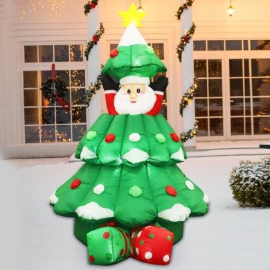 INFLATABLE UP&DOWN XMAS TREE 20 LED LIGHTS ADAPT 12V CW STEADY IP44 120*100*180cm 2m LEAD CABLE