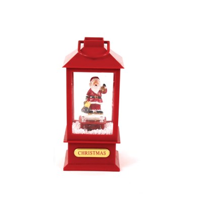 "PLASTIC SNOWY MUSIC SANTA LANTERN", 2 MINI LED WW, BATTERY (3AΑ),IP20, 10Χ10Χ20CM