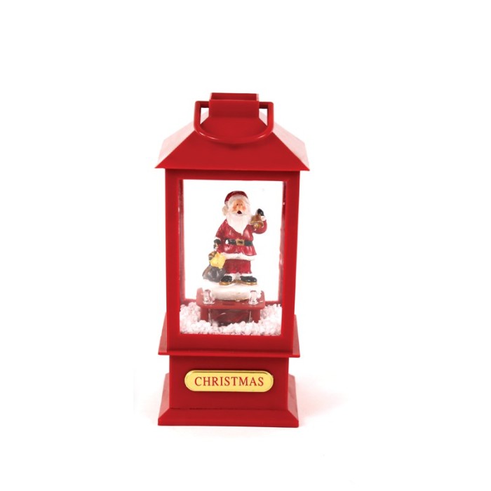 "PLASTIC SNOWY MUSIC SANTA LANTERN", 2 MINI LED WW, BATTERY (3AΑ),IP20, 10Χ10Χ20CM