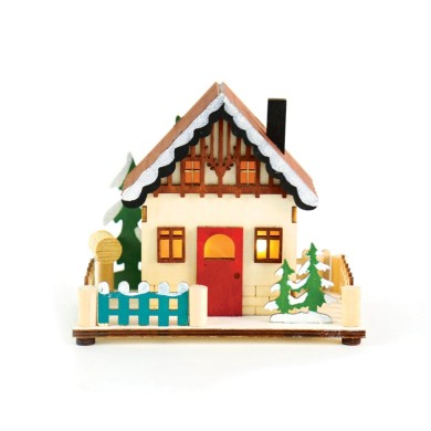  "WOODEN DECO HOUSE" 2 LED WW LIGHTS BAT (1xCR2032) IP20 15x9X13cm
