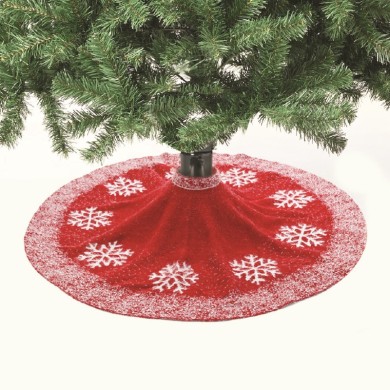 XMAS TREE GIRTH RED WHITE SNOWFLAKES DIAM:120cm