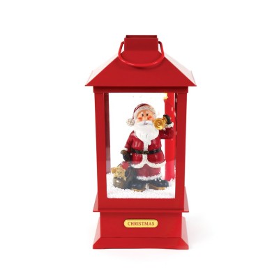  "PLASTIC SNOWY MUSIC SANTA LANTERN", 2 MINI LED LIGHTS, WW, BAT. (3ΑΑ),IP20, 16X16X35CM