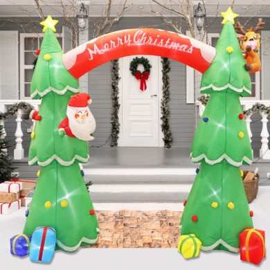INFLATABLE 2 XMAS TREES ARCH 40 LED LIGHTS ADAPT 12V CW STEADY IP44  CW STEADY IP44 225*92*180cm 2m LEAD CABLE