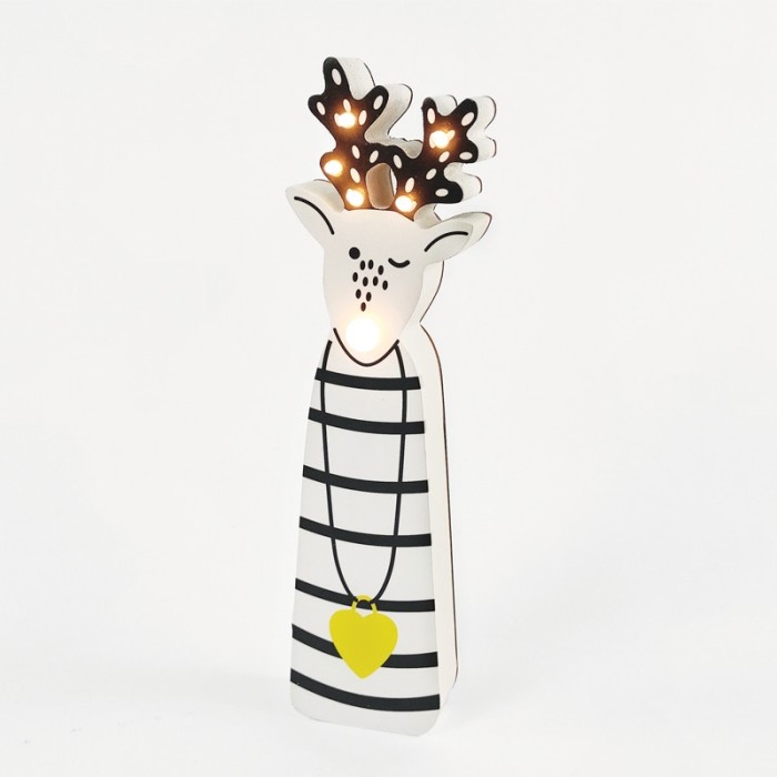  "WOODEN DECO REINDEER" 6 LED WW LIGHTS BAT (2xΑAA) IP20 8x3x29.5cm