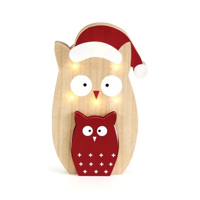  "WOODEN DECO SMALL & BIG OWL" 6 LED WW LIGHTS BAT (2xΑAA) IP20 18x2.4x25cm