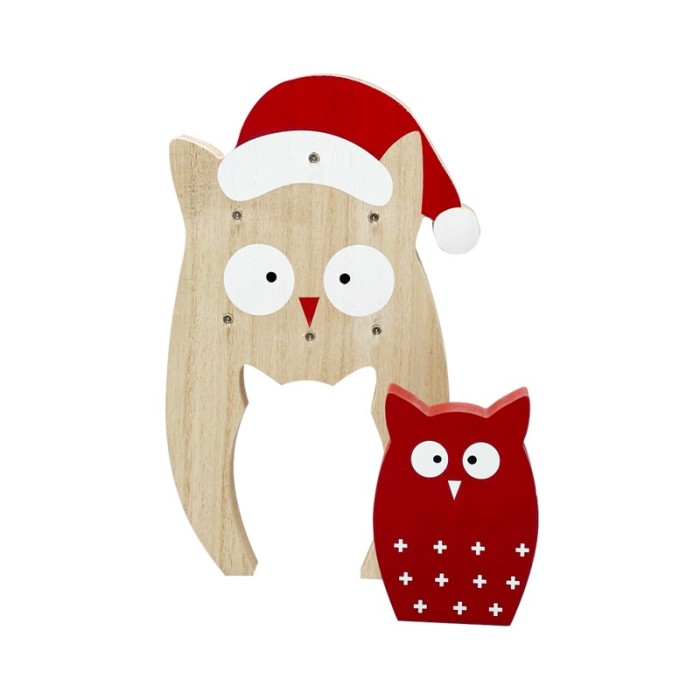  "WOODEN DECO SMALL & BIG OWL" 6 LED WW LIGHTS BAT (2xΑAA) IP20 18x2.4x25cm