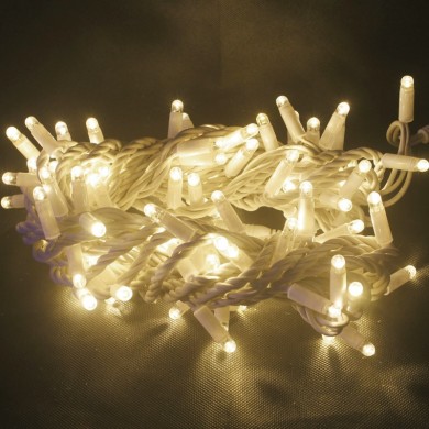 ΛΑΜΠΑΚΙΑ 100 LED ΣΕ ΣΕΙΡΑ ΘΕΡΜΟ ΛΕΥΚΟ ΚΑΟΥΤΣΟΥΚ ΑΝΑ 10mm ΑΝΤΑΠΤΟΡΑ 31VDC ΜΕ ΔΥΝΑΤΟΤΗΤΑ ΕΠΕΚΤΑΣΗΣ MAX 20 ΣΕΤ & ΚΑΛΩΔΙΟ ΠΡΑΣΙΝΟ 1.5m IP44 