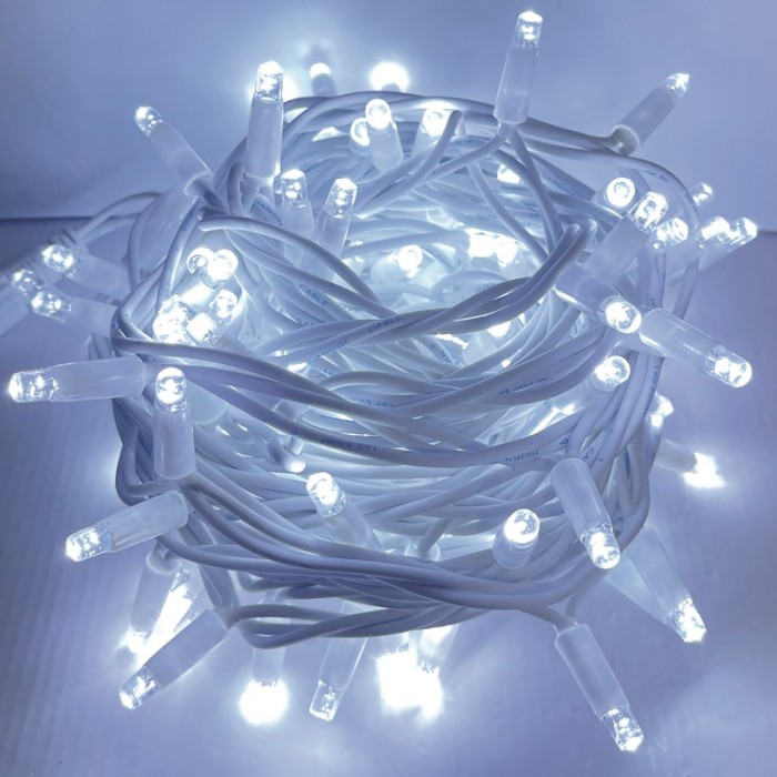 ΛΑΜΠΑΚΙΑ 100 LED ΣΕ ΣΕΙΡΑ ΨΥΧΡΟ ΛΕΥΚΟ ΚΑΟΥΤΣΟΥΚ ΑΝΑ 10mm ΑΝΤΑΠΤΟΡΑ 31VDC ΜΕ ΔΥΝΑΤΟΤΗΤΑ ΕΠΕΚΤΑΣΗΣ MAX 20 ΣΕΤ & ΚΑΛΩΔΙΟ ΠΡΑΣΙΝΟ 1.5m IP44 