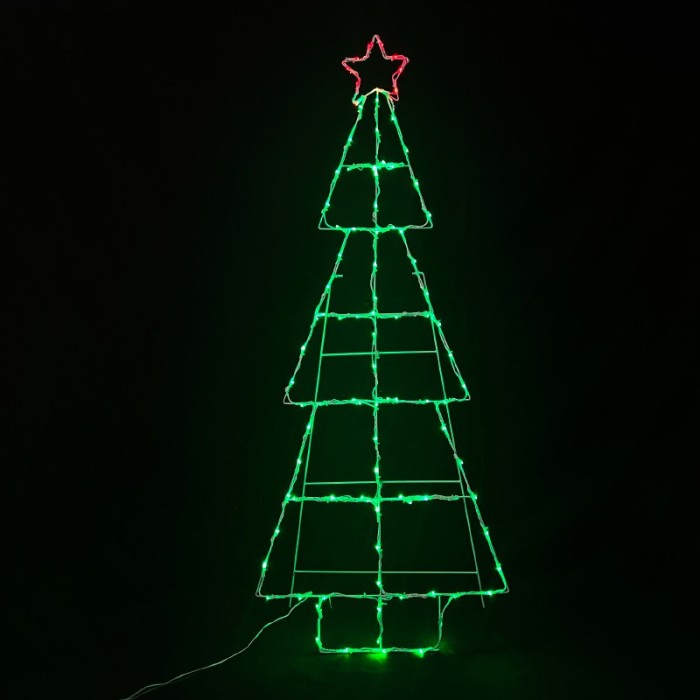 CHRISTMAS TREE 100 LED STRING LIGHTS GREEN WITH RED STAR STEADY IP44 60*150cm 5m LEAD CABLE